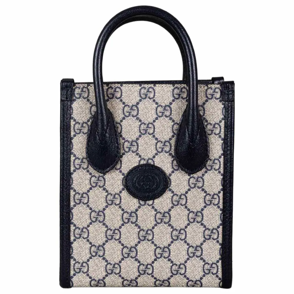 Gucci Blue Black GG Supreme Mini Top Handle Bag